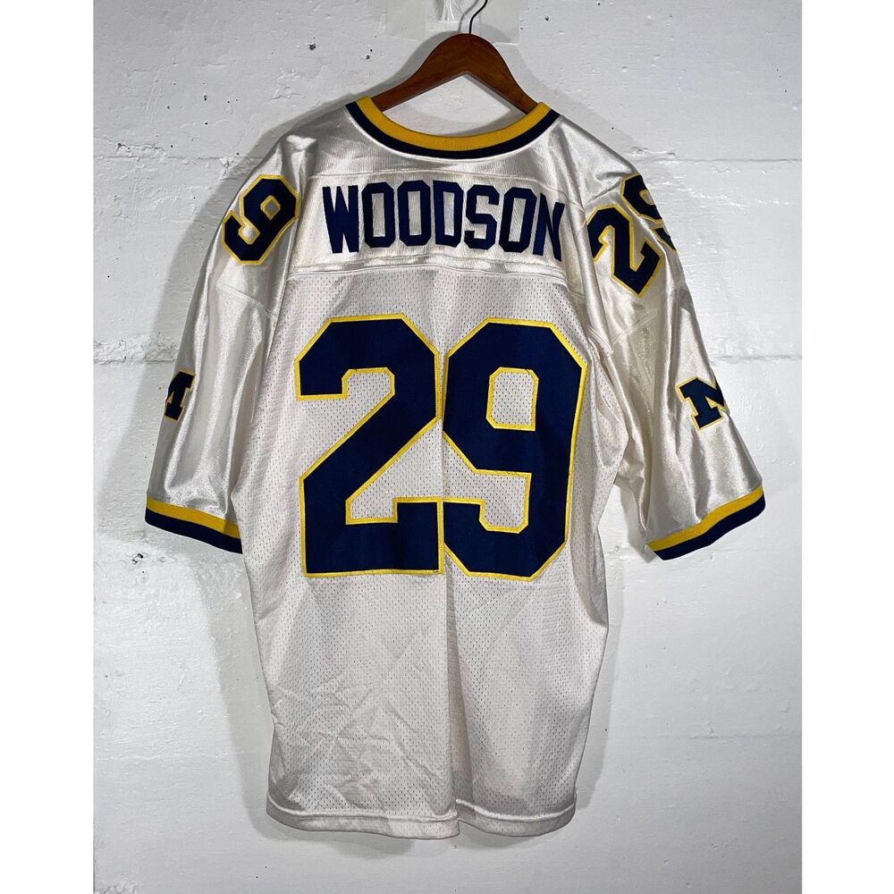 Vintage Michigan Wolverines WOODSON #29 Jersey White Blue Yellow XL Darby